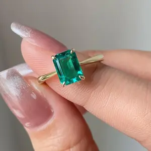 A Stylish Synthetic Emerald Ring Suitable for Ladies, Perfect for Engagements, Weddings, Parties, And As a Birthday Gift