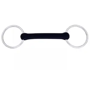Stainless Steel New Rubber Mullen Mouth Loose Ring Snaffle Horse Bit