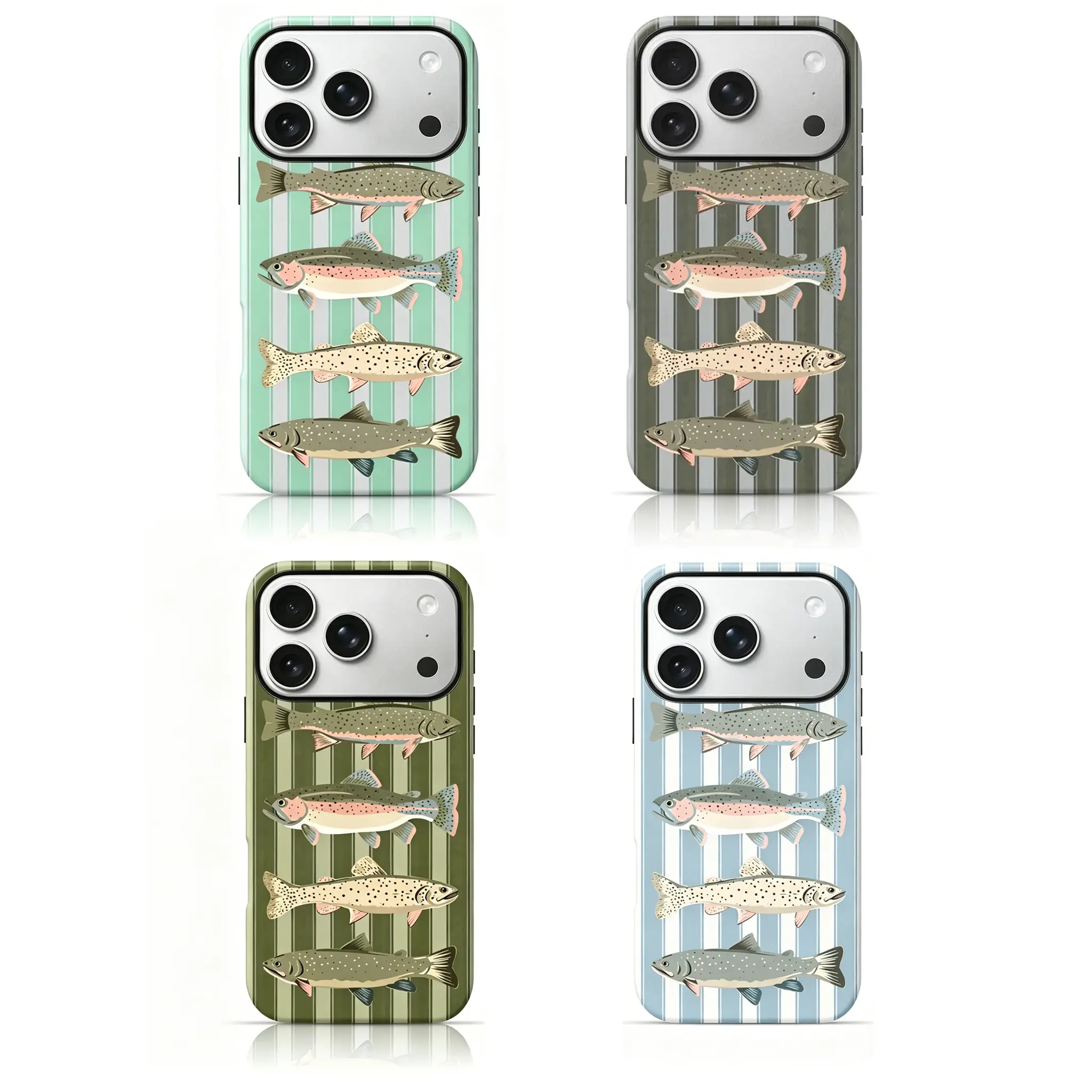 Minimalist Trout Fish Design Aesthetic Phone Case 360 Protection for iPhone 17 Pro Max/16 Pro Max /15Pro Max 15/14/13/12 & Samsung S26 /S25Ultra Cute Phone Case, Accessories, Tpu, Full-Coverage