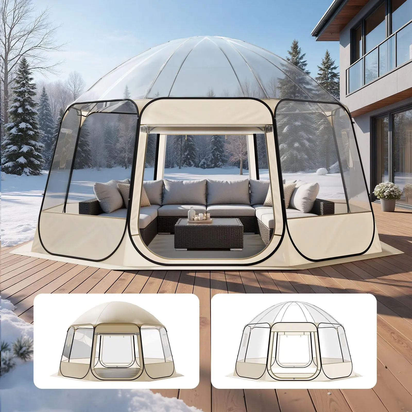 【SummerFinds】VEVOR Pop up Bubble Tent, 15 x 13.8 ft Waterproof & UV-Resistant, Clear Camping Tent Shelter, Outdoor Garden Dome Igloo Tents with Windows, 540° Panoramic View, for 12-15 Persons Patio Backyard