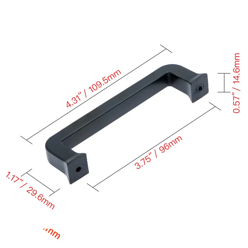 HW402BK Decorative Zinc Cabinet Pull for Bath, 3.75 in. Center to Center, 3.74"l x 0.57"d x 1.17"h, Matte Black, Adds Style and Functionality, 5.13 lbs - Pack of 25