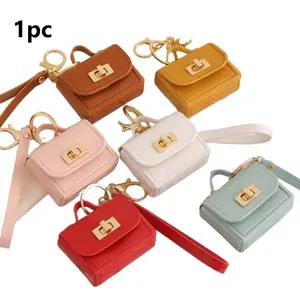 Mini PU Leather Keychain Wallet, Portable Zipper Coin Purse, Ladies Earphone Bag, Elegant Casual Style, Perfect for Bags, Cars, Phones, Keychain Wallet Wristlet
