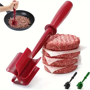 1pc Mansual Meat Chopper, Heat Resistant Meat Masher For Hamburger Meat, Ground Beef Smasher, Nylon Hamburger Chopper Utensil, Ground Meat Chopper, Non Stick Mix Chopper, Mix And Chop, Potato Masher Tool, Kitchen Gadgets