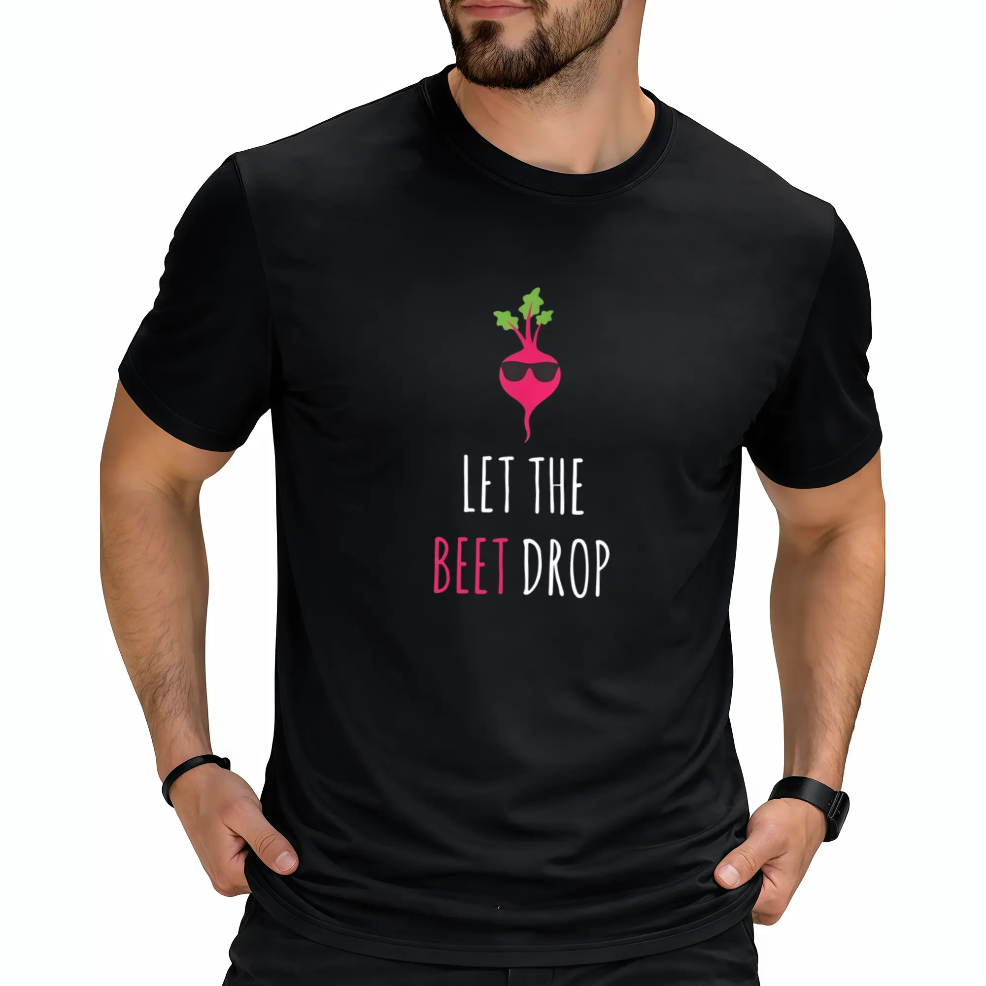 Let The Beet Drop Novelty T-Shirt - Heavyweight Pure Retro Beetroot Graphic Tee Unisex Adult Casual Shirt for Men Funny Vegetable-Themed Apparel 2026 Summer Short-Sleeved Printed T-Shirt