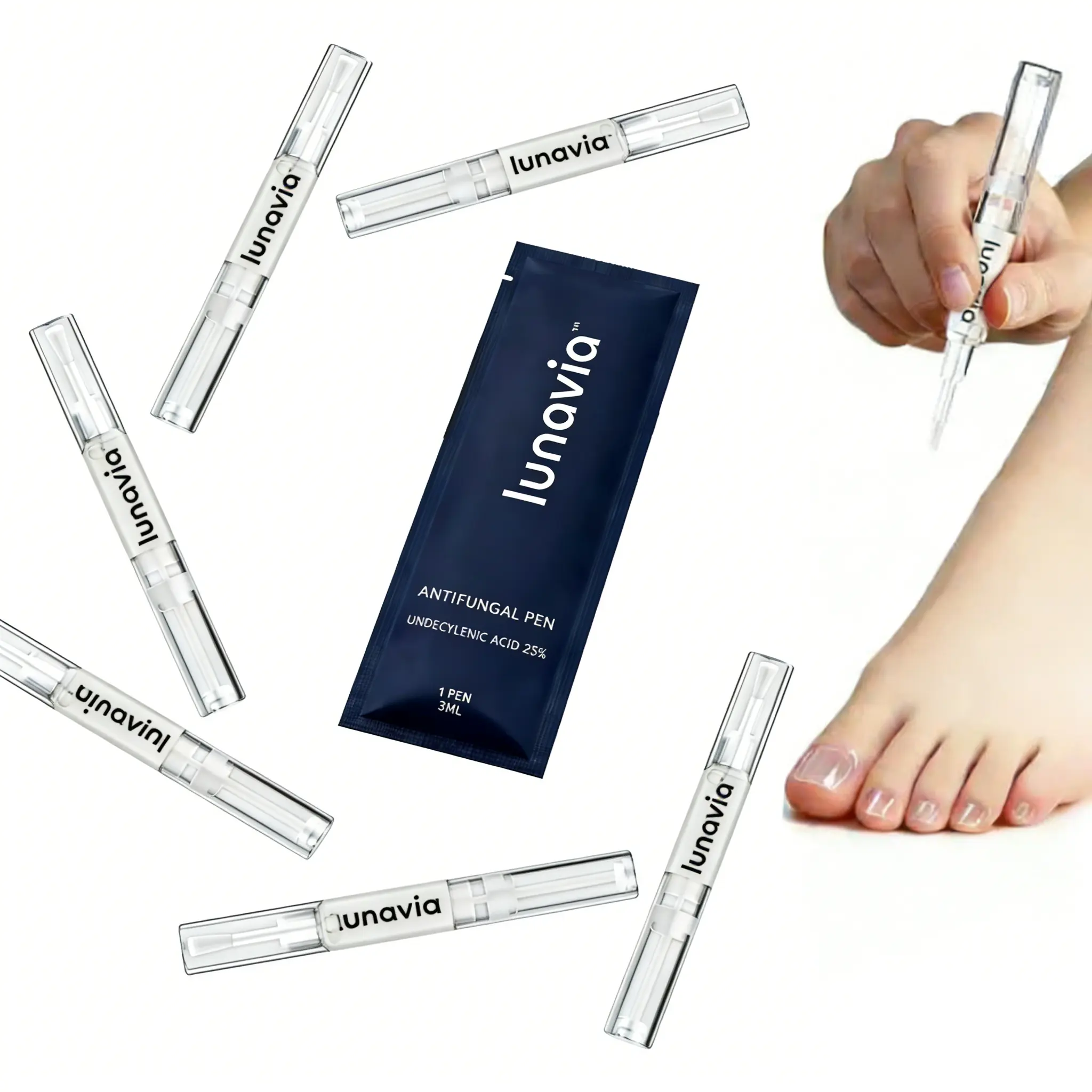 Lunavia Antifungal Pen UNDECYLENIC ACID 25% for Athlete's Foot Jock Itch & Ringworm Treatment Toe Polish Vecnythra Solution 3ML