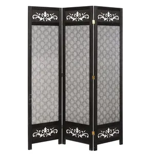 3 PanelScreen Room Divider Wood cutout and Printed Canvas