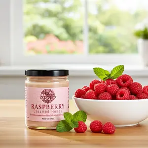 Raspberry-Flavored Creamy Honey, Pantry Staple Preserve for Spreads, Teas