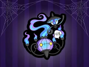 Chandelure Evolution Sticker, Glossy Waterproof Laptop Waterbottle Sticker, Window Vinyl Car Decals Anime Poke Stickers