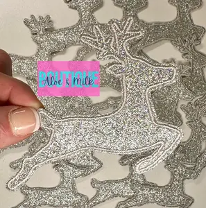 Christmas Sparkle Deer, glitter reindeer, rudolph, christmas patches, santa, deer patches, christmas stockings