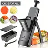 ONCE FOR ALL Durable Mandoline Slicer with Cheese Grater, Drain Baskets & Containers - 0.1-8 mm Thickness Adjustable, Smooth Cutter for Chips, Kitchen Utensils (Only Slicer, Black)