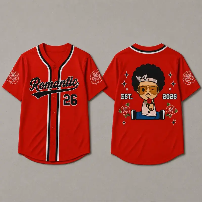 Mars Romantic Concert Jersey, Pop Music Inspired Baseball Shirt, 2026 Concert Outfit Gift