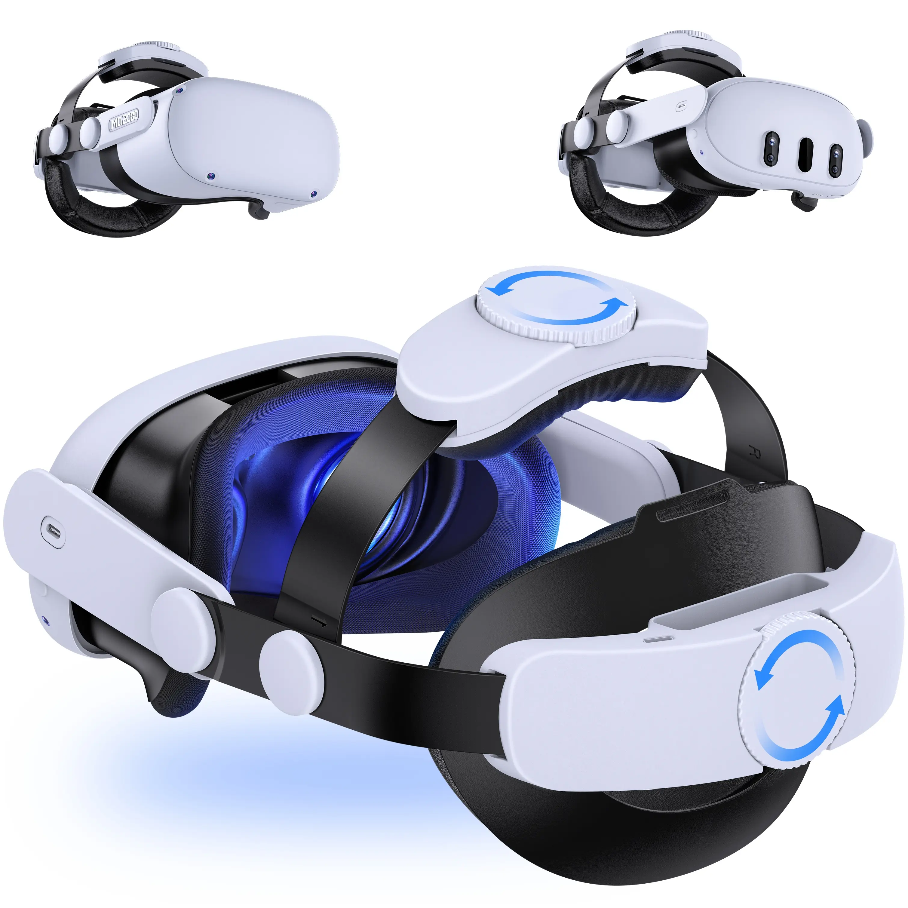 Ergonomic Design Headstrap for Meta Quest 3/Oculus Quest 3/3S/2, VR Accessory with Double Knobs for Custom Fit, 2 Sets of Connection Fasteners for Extended Gaming Comfort, Two Sets Of Connection Fasteners