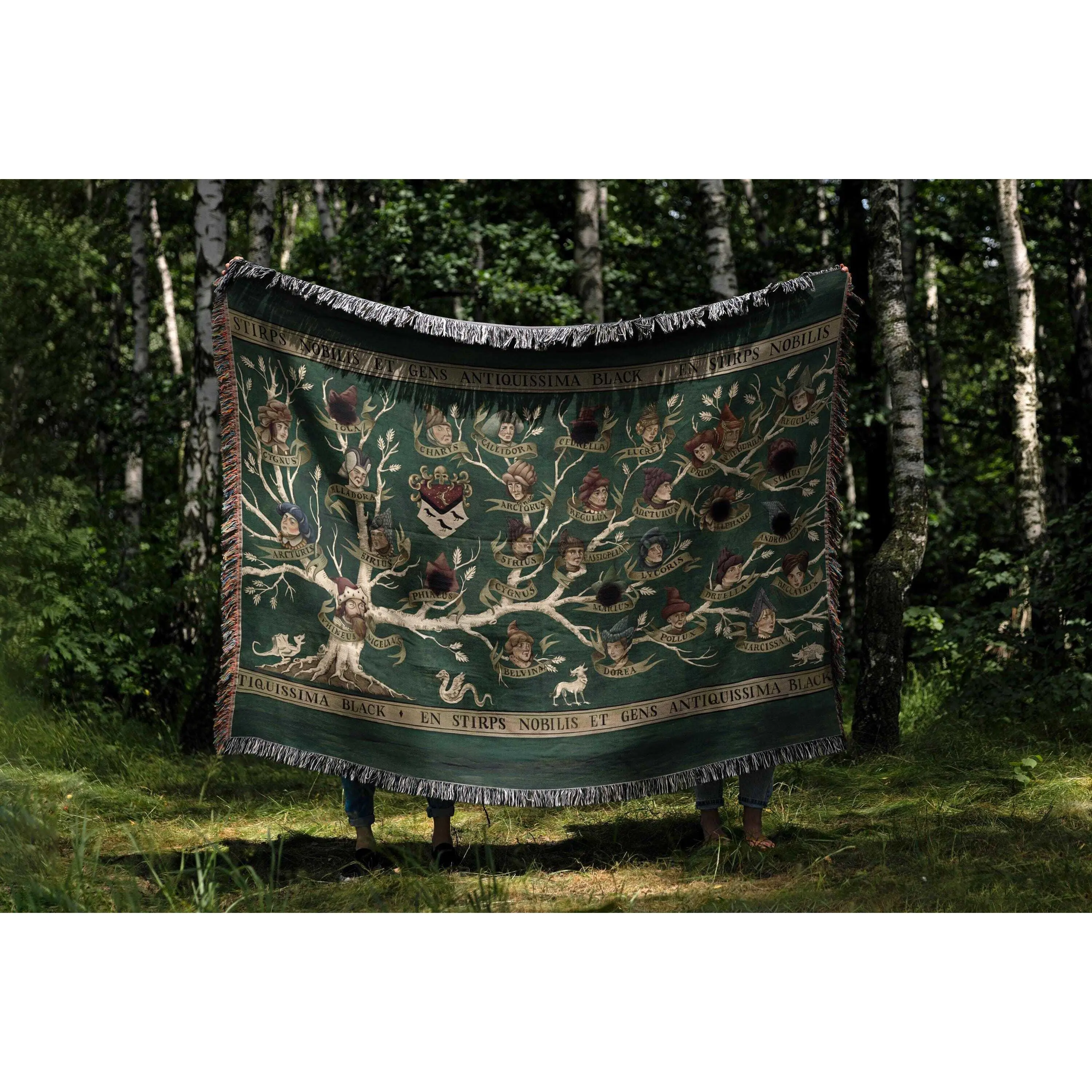 Wizard World Black Family Tapestry Blanket Magical Woven Throw Sirius Family Tree Decor Medieval Fantasy Art for Dark Academia Homes