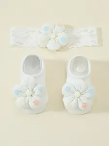 Baby Socks Spring Summer Cute Sweet Flower Boat Socks + Flower Hairband, Perfect for Baby First Birthday, Holiday, Gift Set