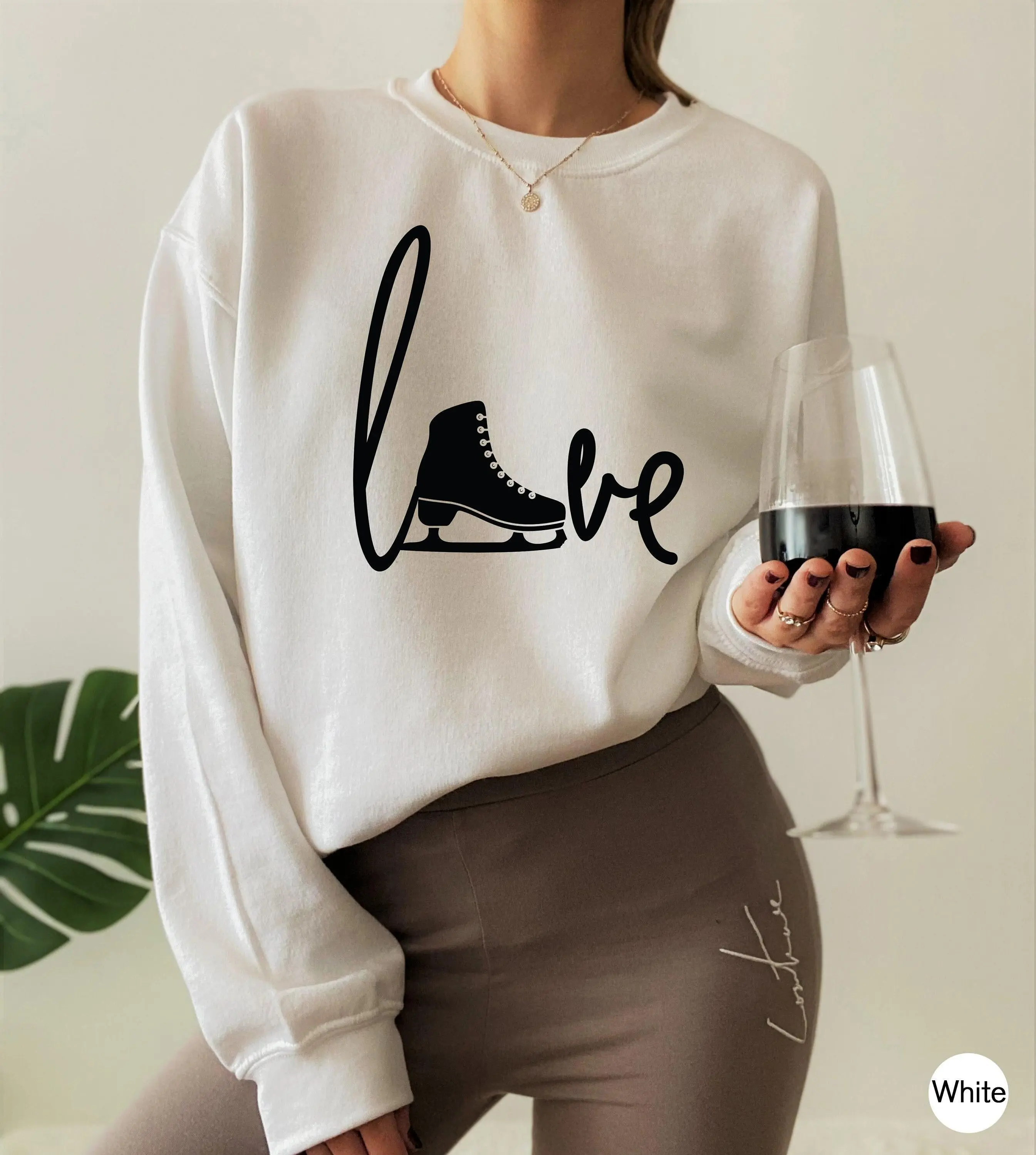 Ice Skating Sweatshirt, Love Skating Shirt, Women's Ice Skating Hoodie, Trendy Ice Skater Shirt, Ice Skating Gift, Skating Graphic Tee