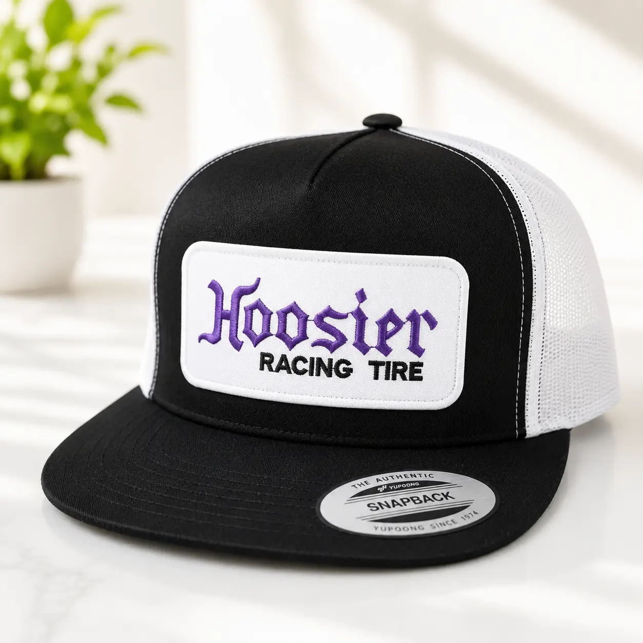 Hoosier Racing Tires embroidered patch On flatbill Snapback Trucker Hat
