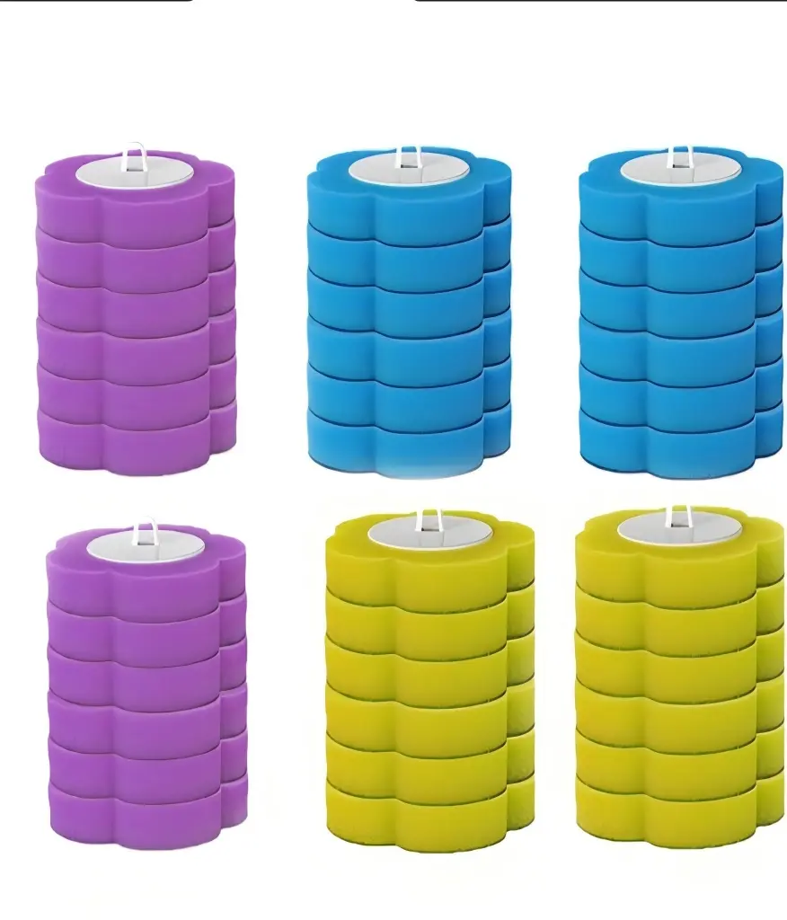 Disposable Toilet Brush Heads Refills, 36-Pack Toilet Scrubber Refill - Bathroom Cleaning Aid, Multiple Scents (12 Each Ocean Blue, Lavender, Lemon Yellow), No Need for Washing, Convenient Packaging
