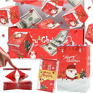 Surprise  Box Explosion for ,  Folding Bouncing Red Envelope  Box with Confetti,  Explosion Luxury for Birthday Anniversary Valentine Proposal (15 Bounces) (Red Christmas)