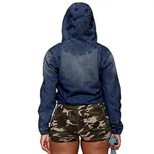 Women's Half Zip Denim Hoodie Pullover Jacket Jean Tops cute flowy professional outfits women western corset tank work clothes plus size boho cloth co Lace Spaghetti Strap