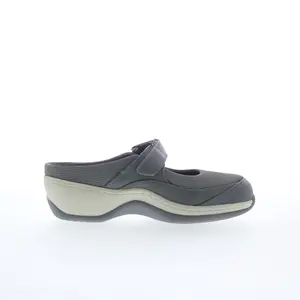Softwalk Arcadia S2200-058 Womens Gray Canvas Strap Clog Flats Shoes