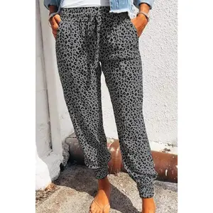 Breezy Leopard Joggers - Black