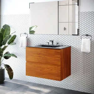 Modway Scenic 30" Wall-Mount Bathroom Vanity in Cherry Black