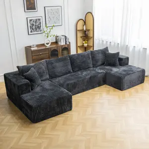 132"  Oversized U Shape Cloud CouchPlus Sectional Sofa with Chaise Modern Modular Sofa with 6 Soft Pillows & Lounge Chairs Boneless Upholstered Couches for Living Room Bedroom