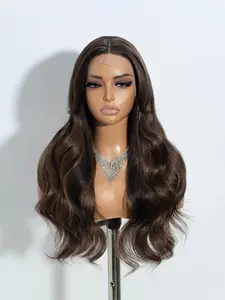 【Sophiarene Selected】Fashion Long Body Wave Wigs for Women, Gorgeous Highlight Wigs with Curtain Bangs, Synthetic Lace Front Wigs for Party, Daily Use Glueless, Lace Frontal Wigs