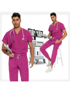 Hospital Doctor Nursing Set Unisex Wholesale Casual Suits Short Sleeved V-neck Tops Jogger Pants Pharmacy Work Uniforms Veterinary Work Clothes