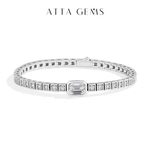 Total 2.9CT D VVS1 Color Lab-Created Moissanite Tennis Bracelet for Women Man Enagement Wedding Party Travel Daily Wear Fine Jewelry B036