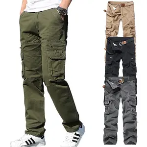 EuropeanandAmericanStyleMulti-PocketCargoPantsforMen,LooseStraight-LegPlusSizeCasualPants,Men'sSpringandAutumnOutdoorSportsLongPants