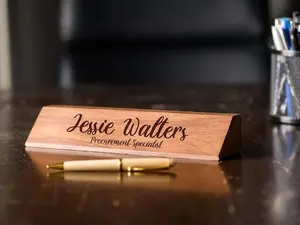 Engraved Solid Wood Desk Wedge, Desk Name Plate, Walnut Desk Wedge, Alder Name Plate, Personalized Office Gift, Custom Desk Name Plate, Back To School