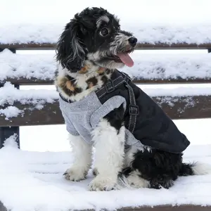 Leopard Fur Collar Dog Puffer Small Dog Fall/Winter Fashion Warmth!—Adjustable Straps + Fleece Lining, Windproof for Poodle/Frenchie Walks