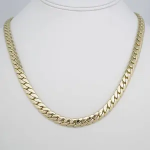 14K Real Color Cuban Chain 8mmX60cm 50cm 45cm N8008 Youth Gold Pendant with Zircon Stone Elegant Jewelry Gift