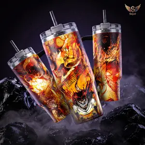FAIRY TAIL Natsu Dragneel Igneel Fire Dragon Slayer E.N.D. Graphic Sayal 40 oz Vacuum Insulated Cup Straw Keeps Drinks Hot Cold 12H+ For Anime Lovers & Aesthetic Vibes Dragon Force Style Splash-Proof 18/8 Stainless Steel Comfort Handle Mug For Fans