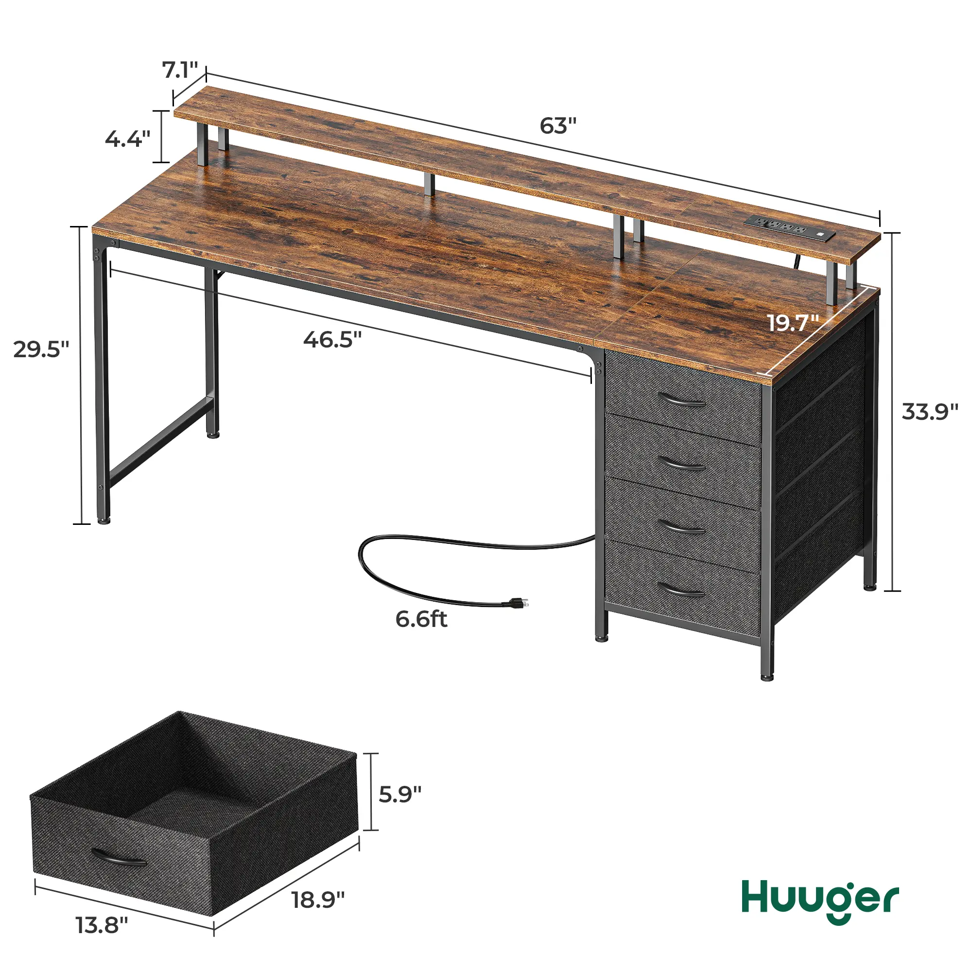 63 Inch Rustic Brown