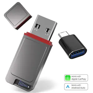 Wireless CarPlay Adapter Plug & Play CarPlay Dongle Converts Wired to Wireless, Fast Auto-Connect, No Delay, Mini USB Design for iPhone & Android with USB/USB-C Port