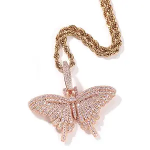 [ICE HUE]18K Gold Vacuum Plated Copper with 5A+ Sri Lanka Zircon Elegant Butterfly Design Pendant With Necklace Miami Italy Mexico & Micro Inspired for Women & Men Luxury Jewelry,Daily Wear,Casual Fashion,Gift Idea,Chicano,Classic,Hip Hop,Simple,Sporty