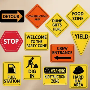 Construction Signs Party Decorations, Traffic Road Signs, Photobooth Props, Cutouts for Birthday Party, Baby Shower, Under Construction Theme