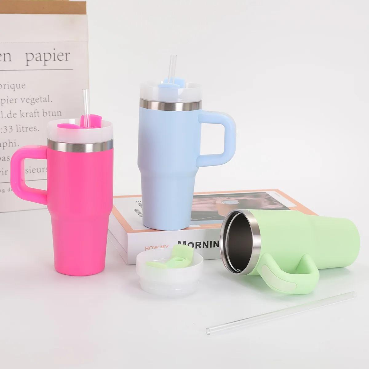 Car Stuff 14oz Car Mug with Handle Double-layer Vacuum Coffee Cup Portable Water Cup Large Capacity 304 Stainless Steel Travel Thermal Cup