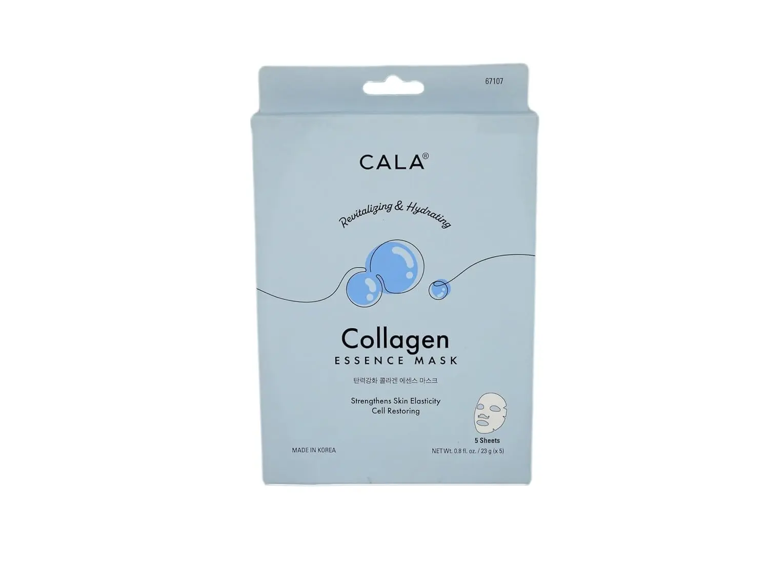 Cala Revitalizing Collagen Sheet Mask, Moisturizer for Dry Skin & Uneven Skin Tone with Hyaluronic Acid & Tea Tree, Cruelty-Free 5-Minute Treatment, 5 Count