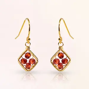 Square Garnet Earrings