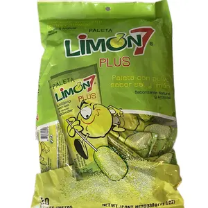 Limon 7 Plus Lollipop with Salt and Lemon Powder 30 Pieces Sweet Candy Snack Bonbon from Mexico Sour Fruit Flavors