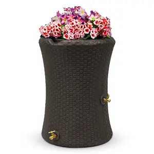 Good Ideas Impressions 50 Gallon Nantucket Rain Barrel Planter, Dark Brown Good Ideas Impressions 50 Gallon Nantucket Rain Barrel Planter, Dark Brown