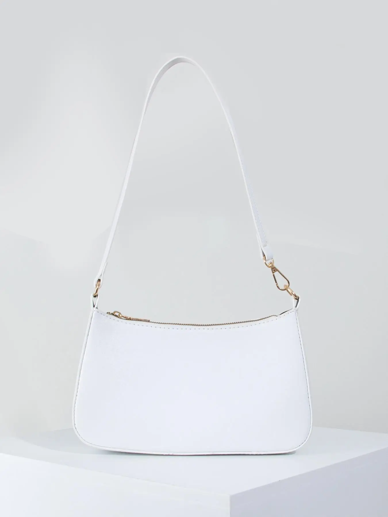 Women's Simple Style Plain Color Shoulder Bag, Fashionable PU Leather Zipper Shoulder Clutch for Daily & Work Use, Casual Trendy Versatile Work Bag fo