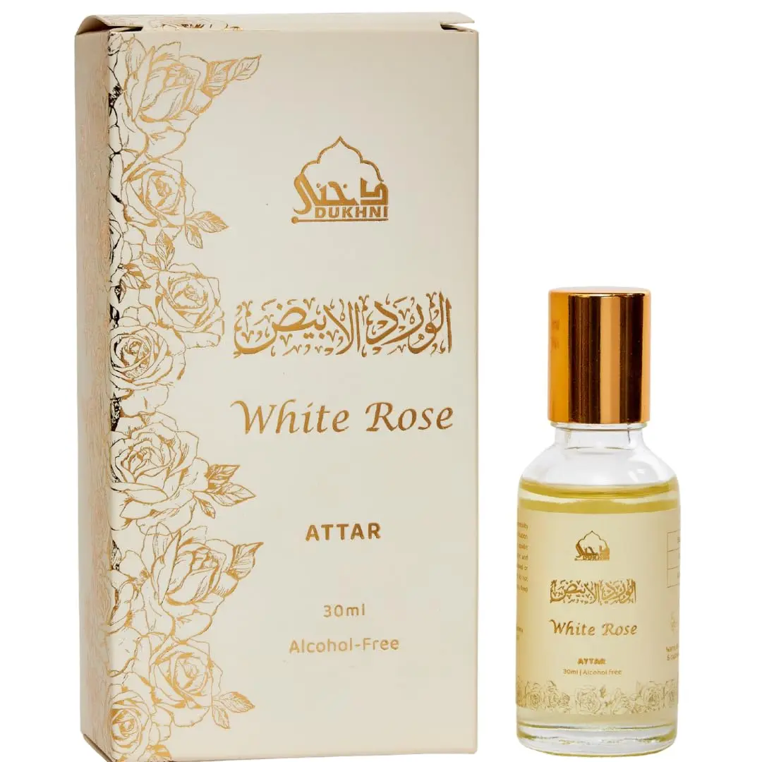 White Rose Attar Oil Luxury Arabic Unisex Fragrance, 30ml Pure Roll On Perfume Oil Unisex Fragrance, Alcohol-Free Long-Lasting Scent, Layering Perfume, Vegan Islamic Gift for Eid, Ramadan