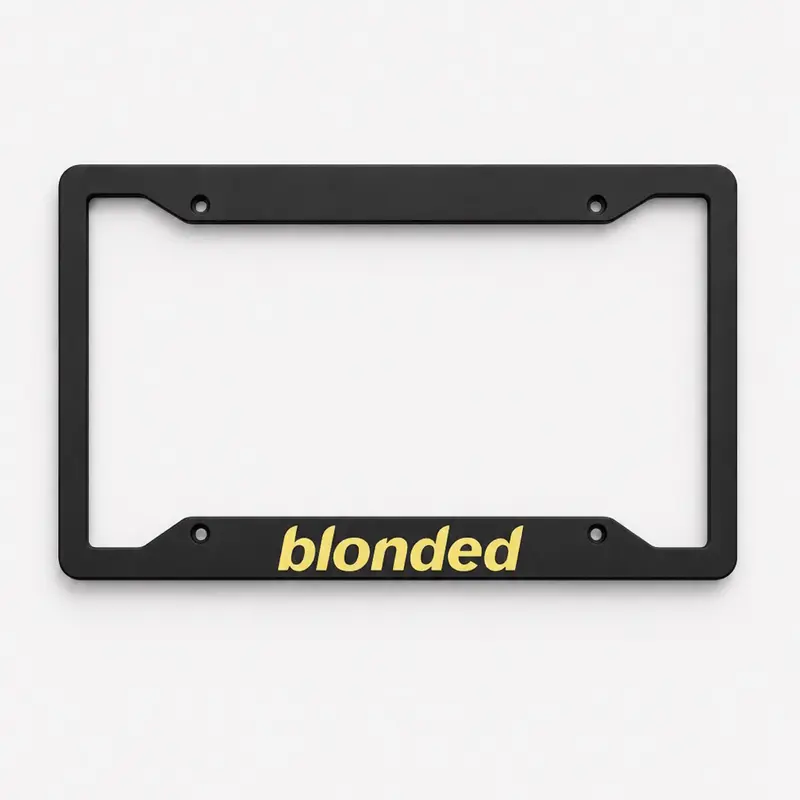 Blonded License Plate Frame Black and Yellow - Stylish and Durable Car Accessory for Enhanced Vehicle Visibility