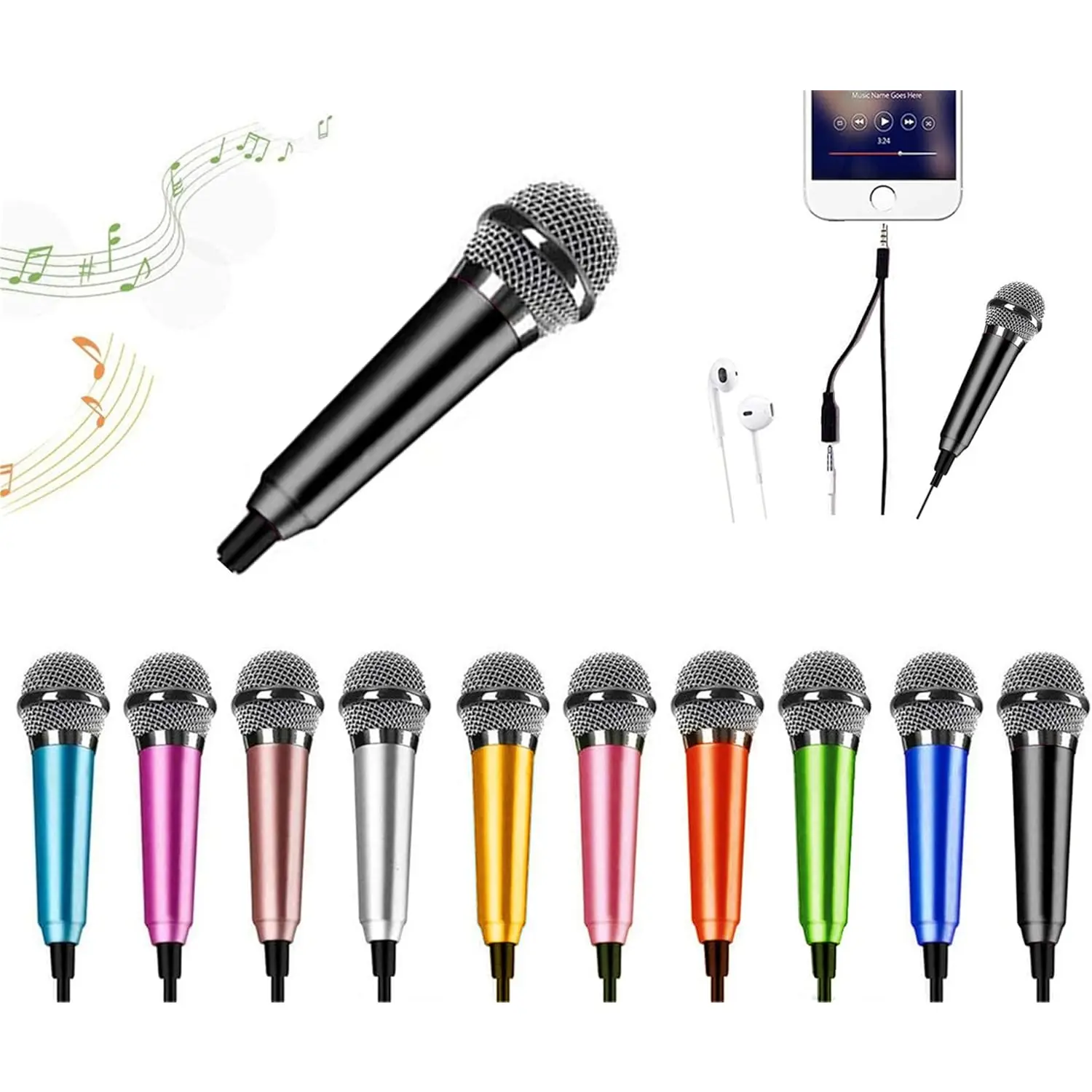 DELADOLA Mini Microphone,Portable Vocal Tiny Microphone, Asmr Microphone,Phone Microphone, Mini Karaoke Microphone for Voice Recording Chatting and Singing on Iphone,Android,Laptop Notebook(Black) phenomenal man