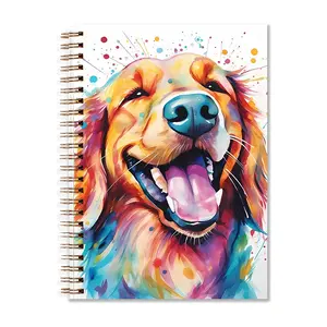 1pc Watercolor Cute Animal Golden Retriever Notebook Perfect Gifts for Friends Writing Notebook Diary NoteBook Office Stationery School Supplies Birthday Christmas Gift 5.5x8.3in with 50 Pages