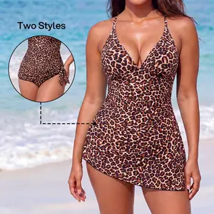 [Run One Size Smaller] Lilylove Convertible Ruched Smart Sculpt Swimdress Tummy Tucking Slimming Swimsuit Sculpting Snatched Waistline Swimwear Bathing Suits Women's Clothing Sport Swimming Beach  SummerVibes outdoorfun